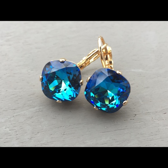 Large Bermuda Blue Swarovski Crystal Earrings Large Bermuda Blue Swarovski Crystal Earrings